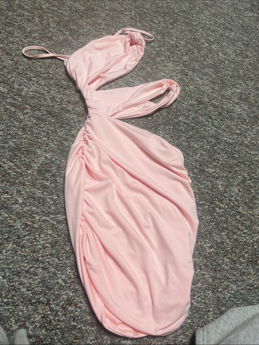 SHEIN Pale Pink Cutout Ruched Bodycon Dress